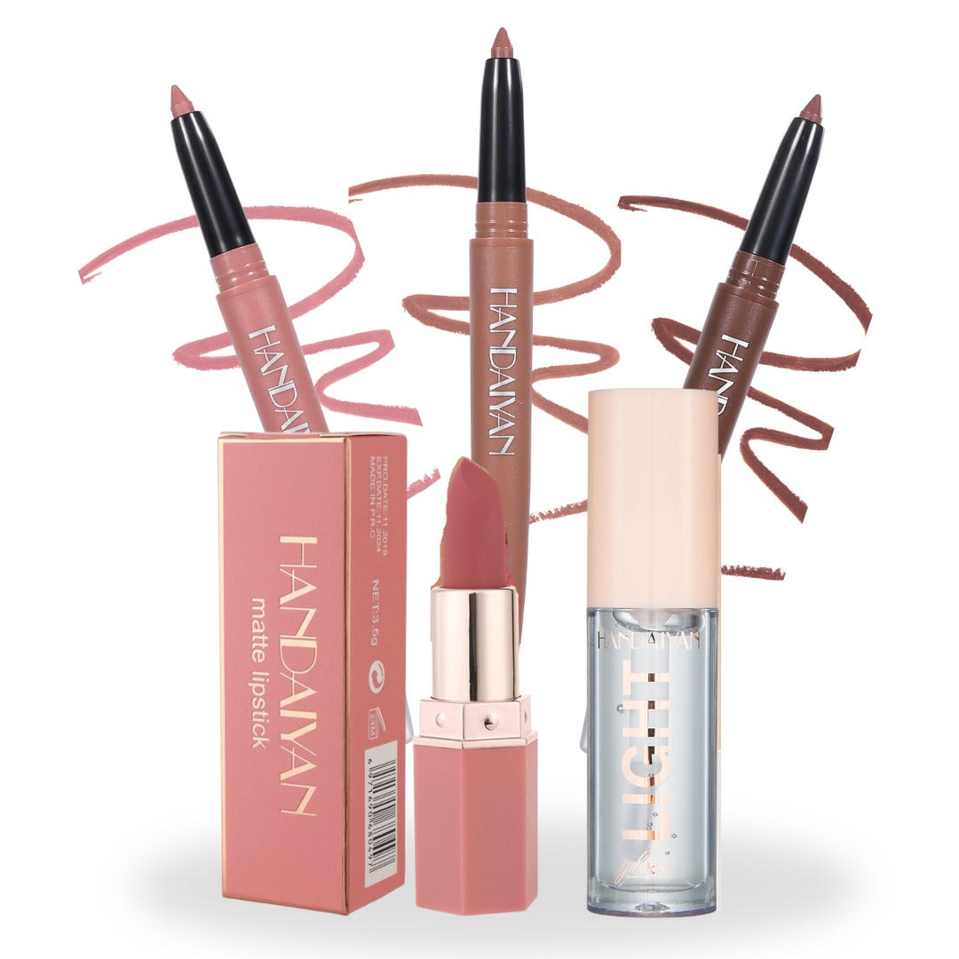 Lip Combo Handaiyan (Lápiz, Labial Matte y Gloss).
