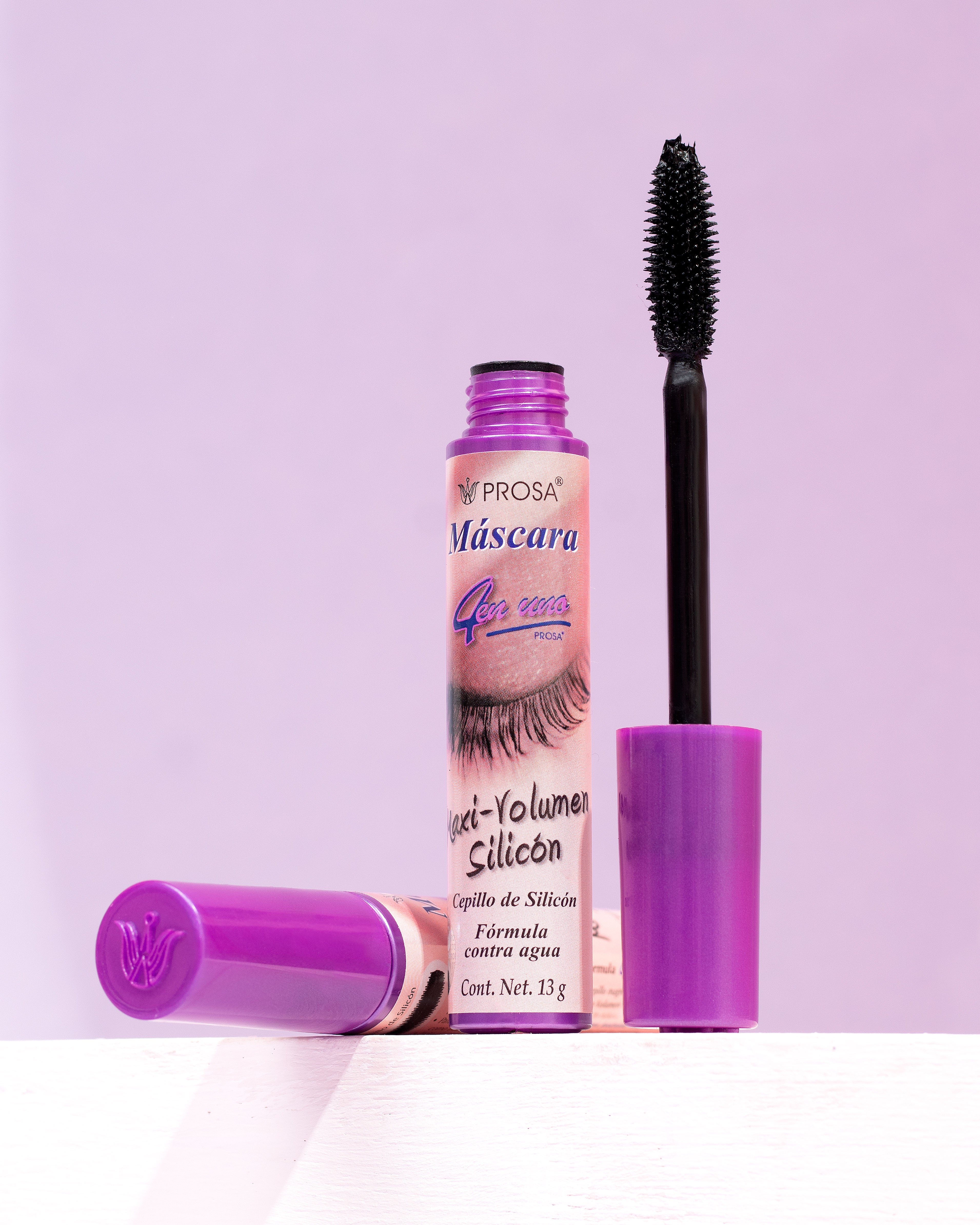 Pestañina Prosa MAXI-VOLUMEN SILICON (empaque fucsia)