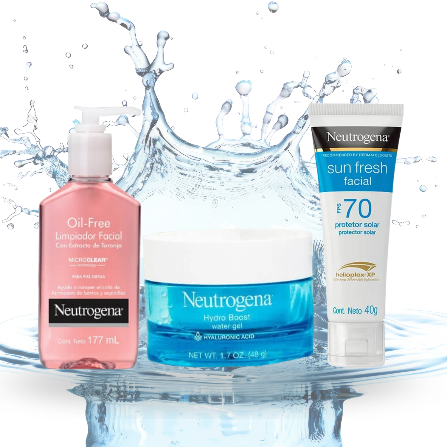 Kit Facial Neutrogena (Jabon limpiador ,protector Solar, Crema hidratante)