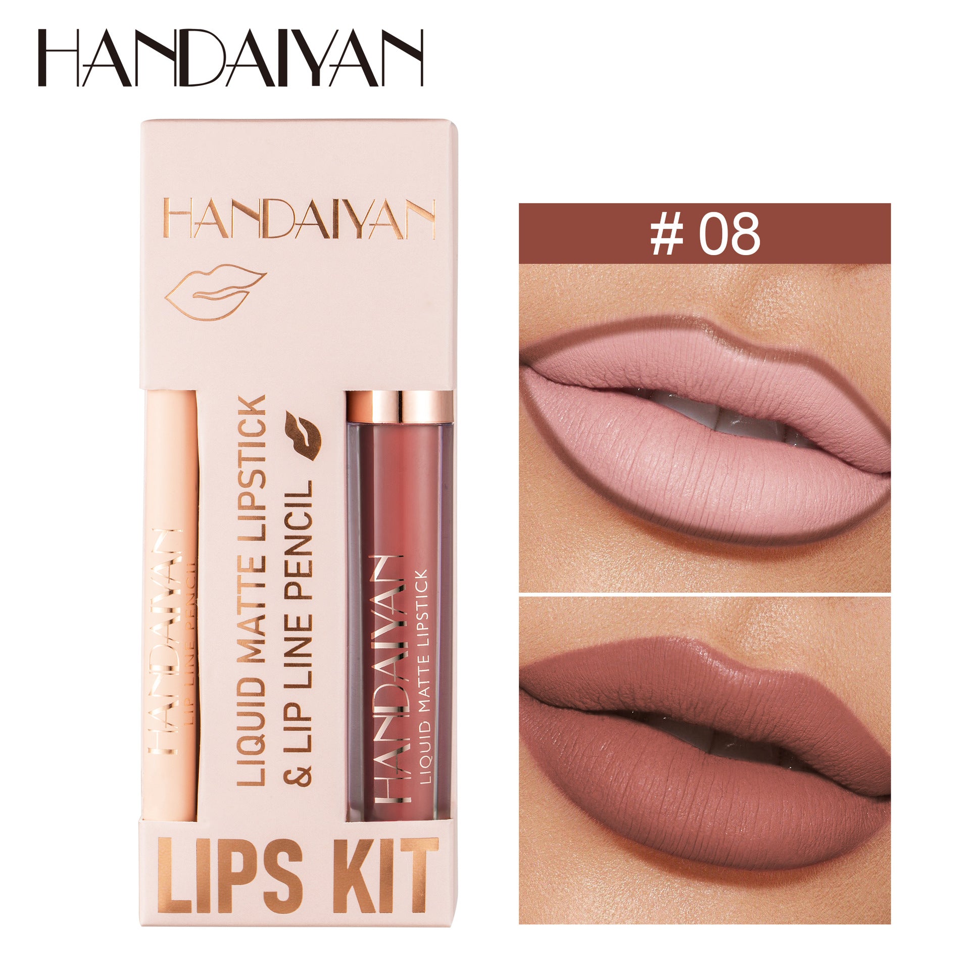 Kit Làpiz Delineador Labios + Labial Lìquido Matte HANDAIYAN