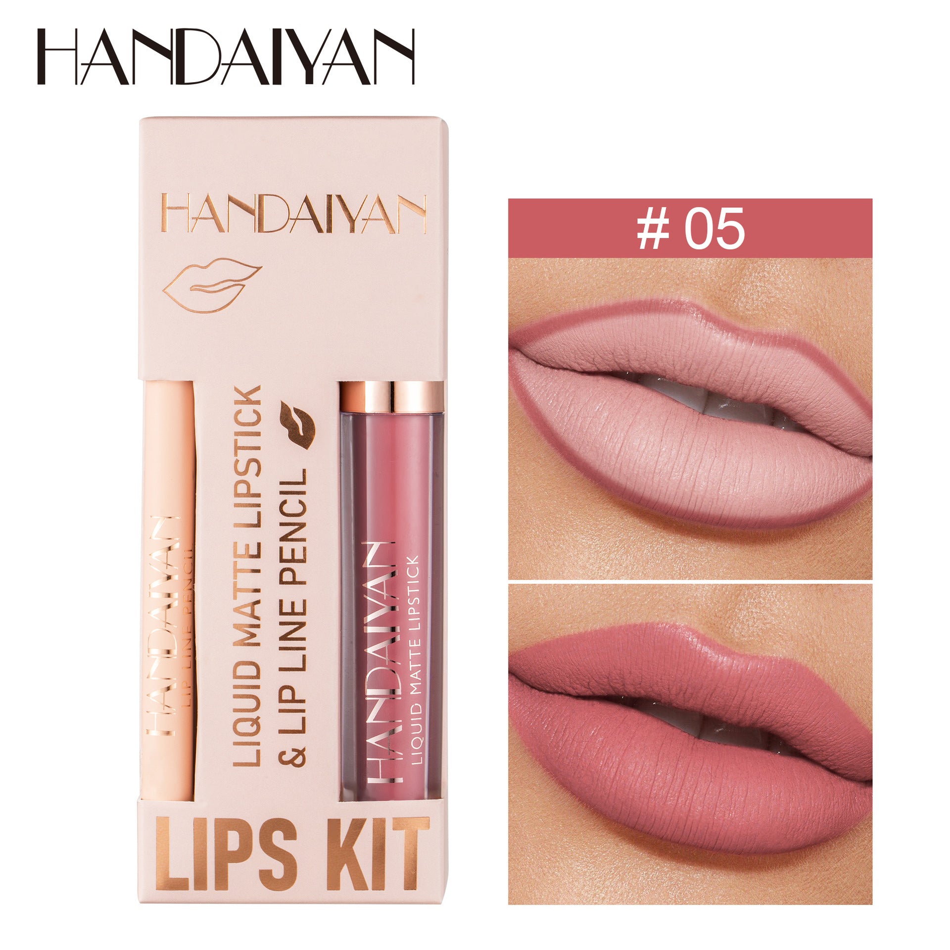 Kit Làpiz Delineador Labios + Labial Lìquido Matte HANDAIYAN
