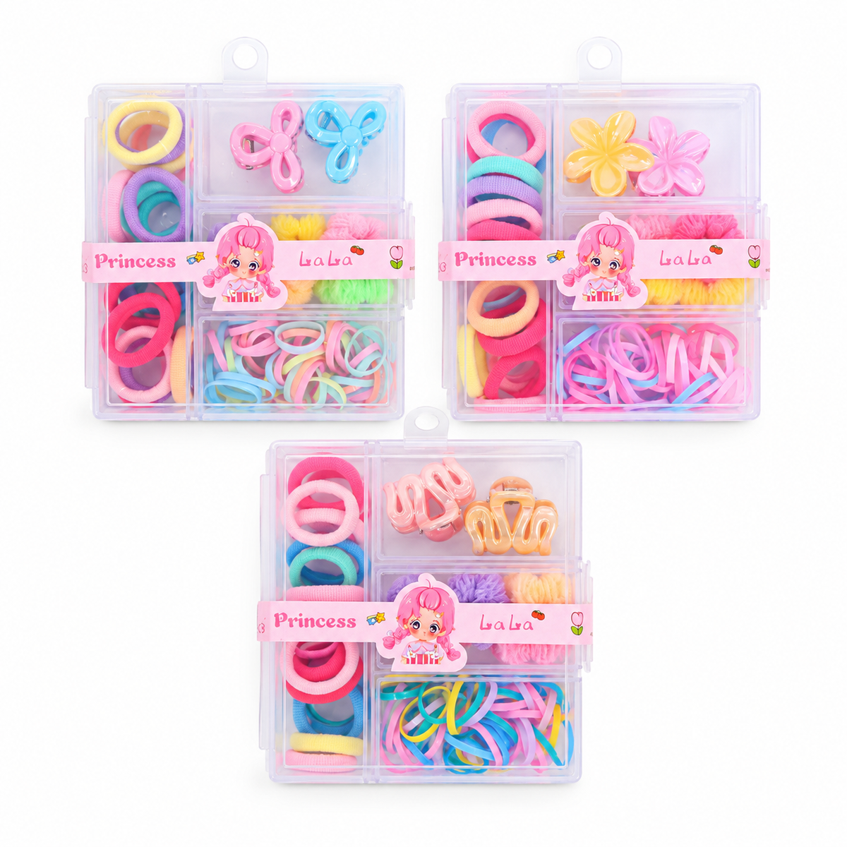 SET DE ACCESORIOS PARA CABELLO CON CHULOS Y MINI PINZAS