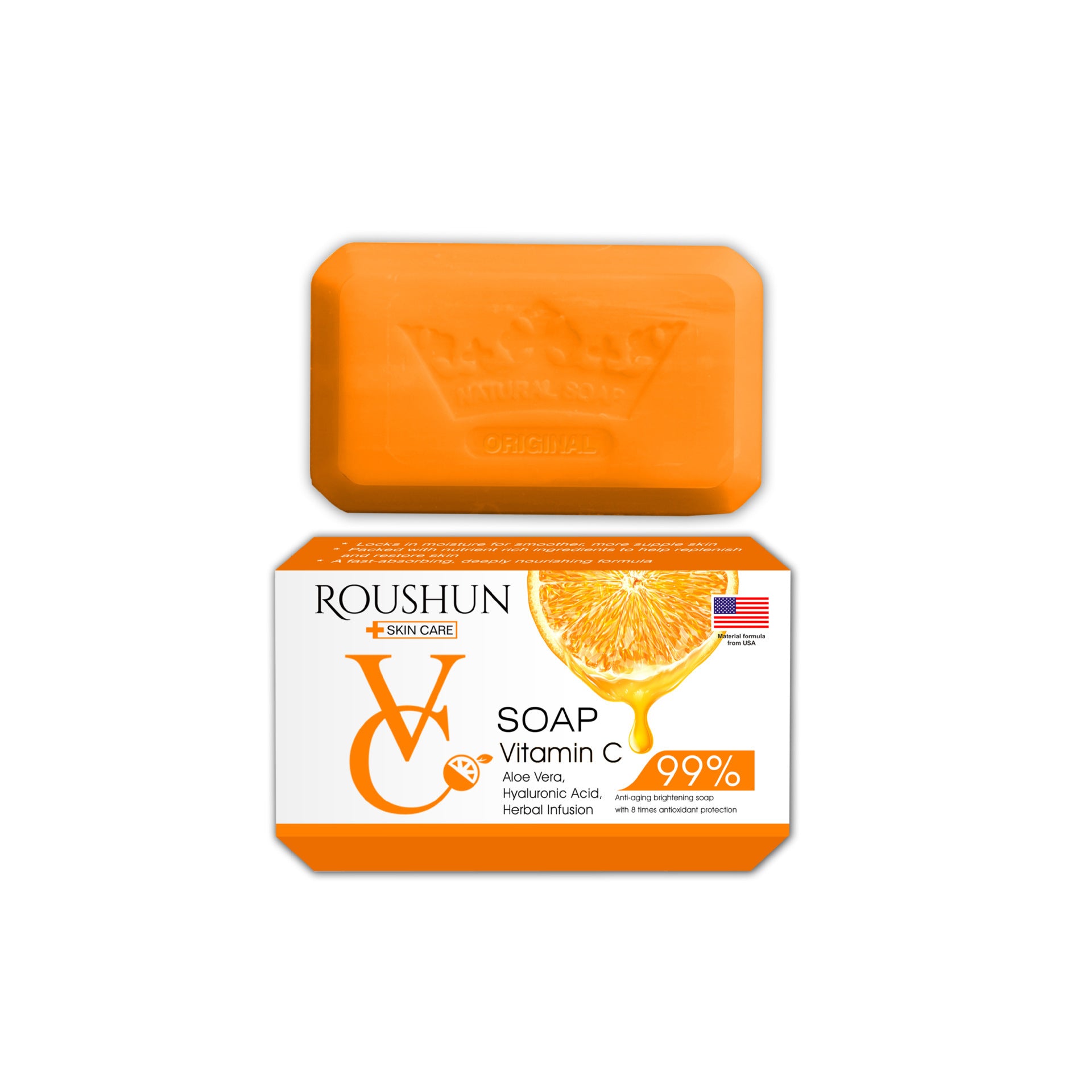 Jabon Facial Barra Vitamina C, Aloe Y Ácido Hialurònico ROUSHUN
