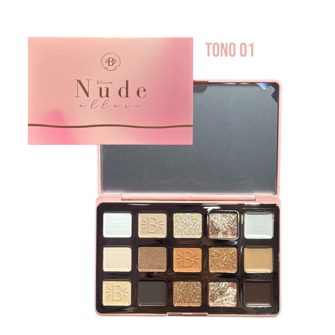 Paleta De Sombras Nude Bloomshell #1 y #2 X 15 Tonos