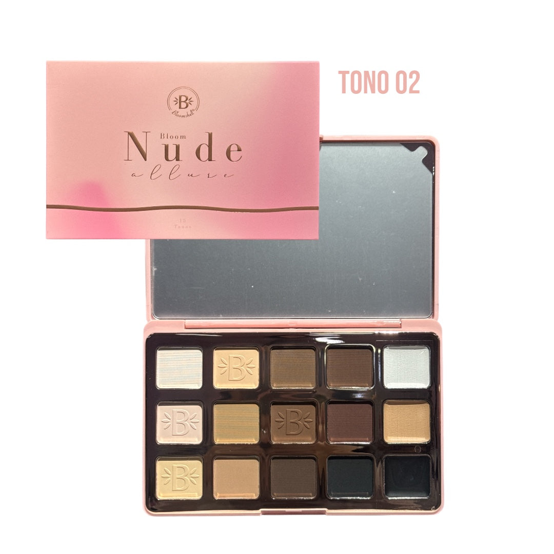 Paleta De Sombras Nude Bloomshell #1 y #2 X 15 Tonos