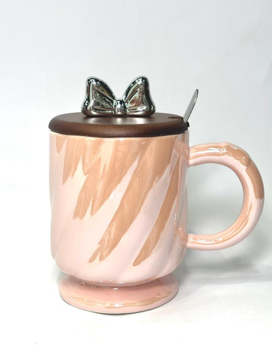 Vaso Cerámica Con Tapa Y Moño